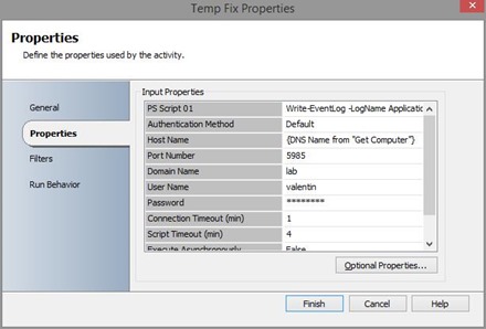 configure script execution activity